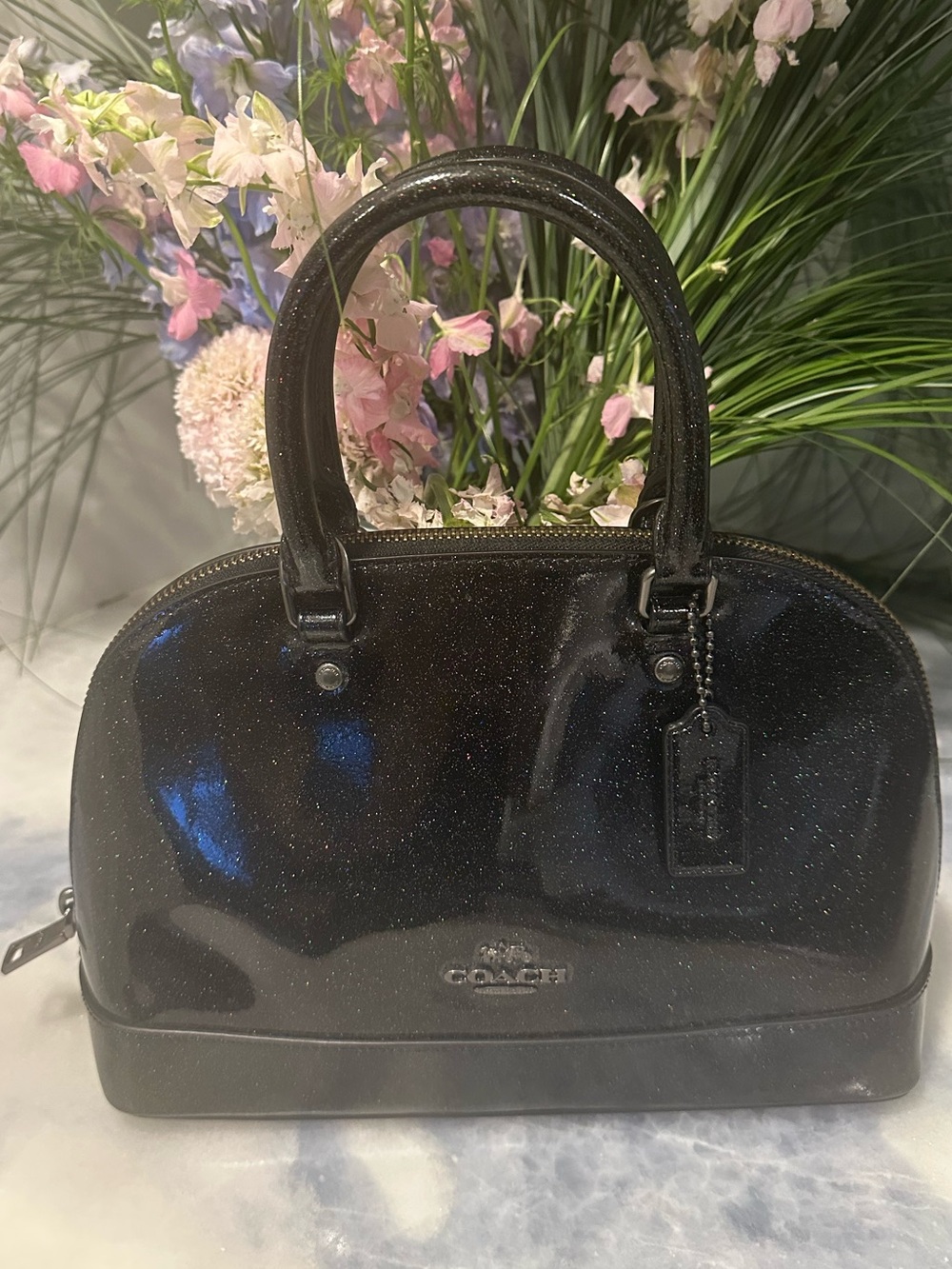 Coach X Nasa Sierra Black Multicolor Glitter Mini Dome Satchel